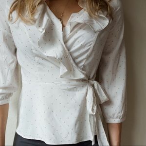 Banana republic wrap shirt polka dot
